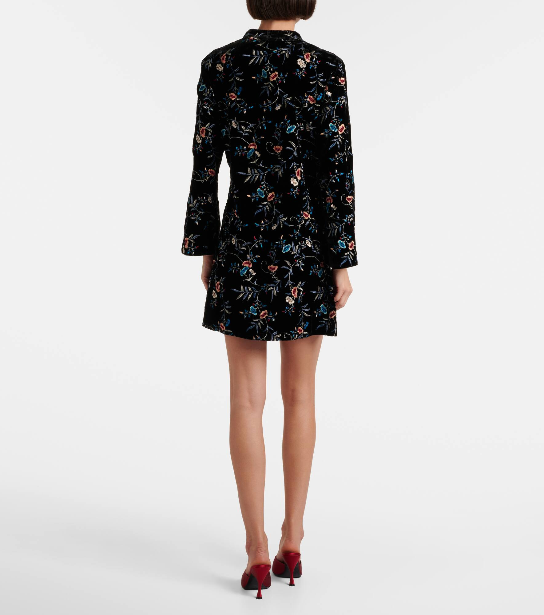 Delphina embroidered velvet minidress - 3