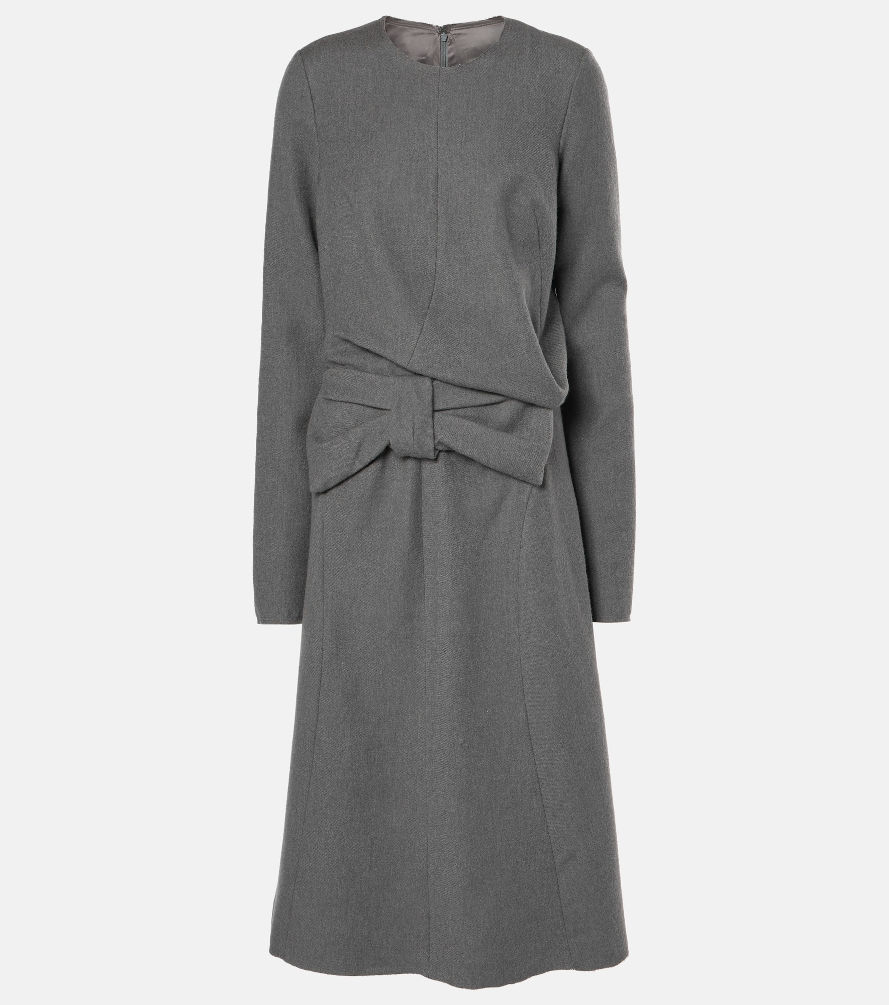 Gathered cotton and wool midi dress - 1