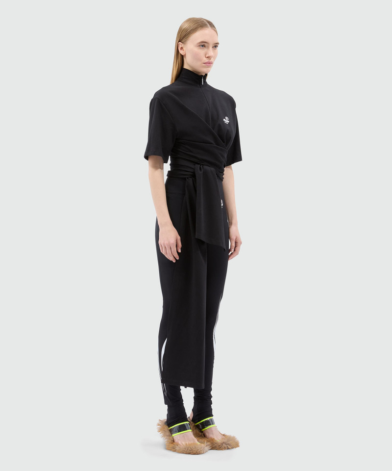 Black jersey T-shirt with tie-front 4