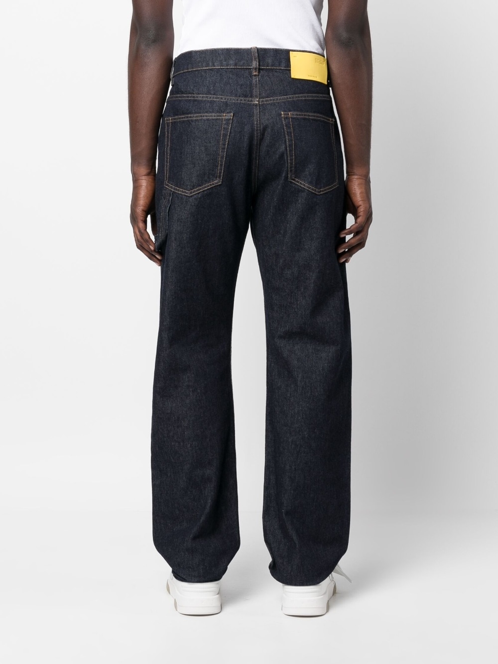 contrast-stitching straight jeans - 4