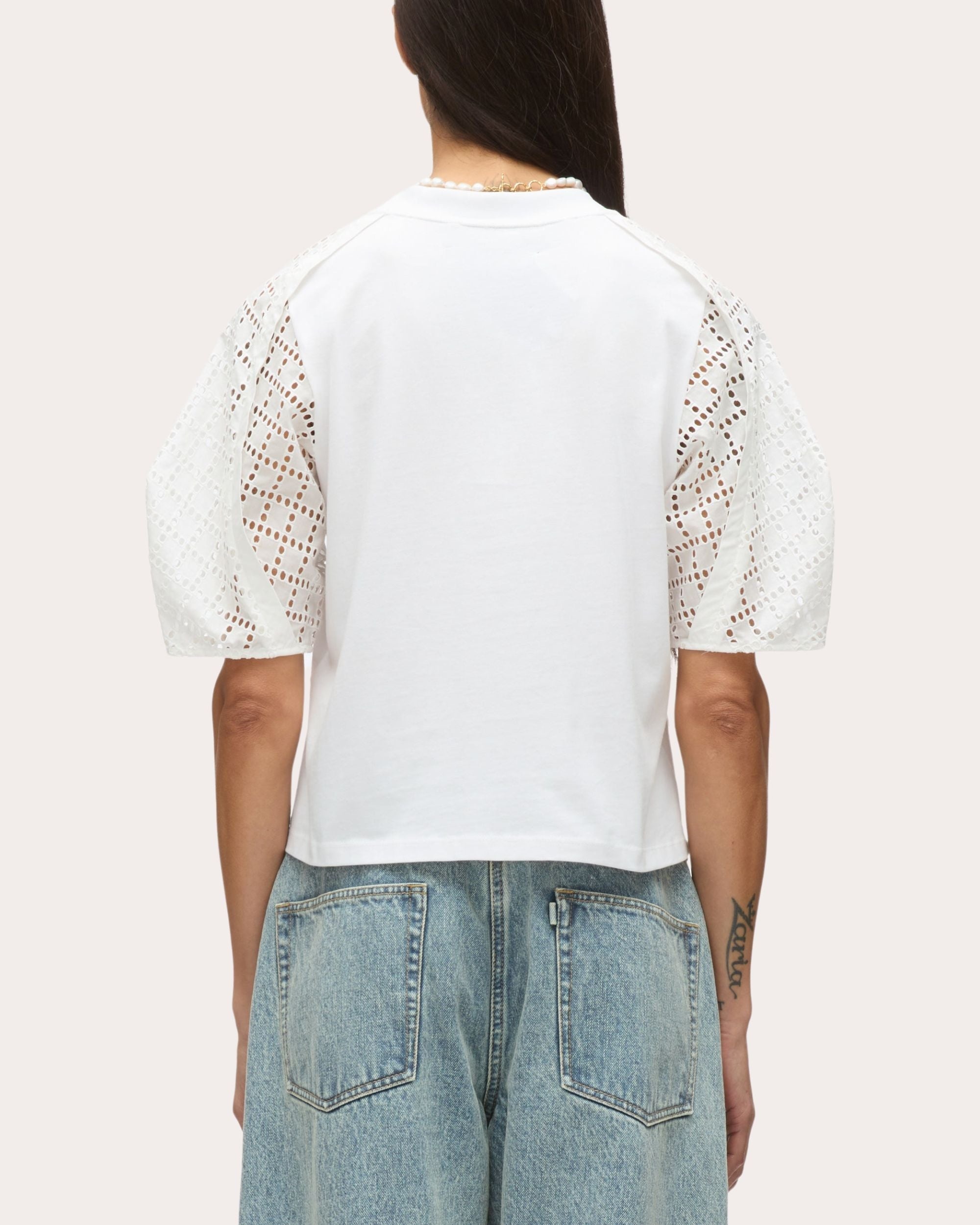 Broderie Anglaise Cotton Jersey Puff-Sleeve T-Shirt - 2