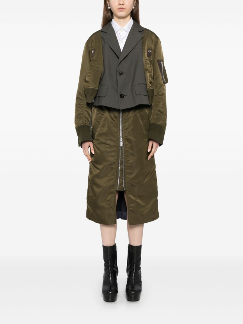 sacai single-breasted panelled bomber jacket outlook