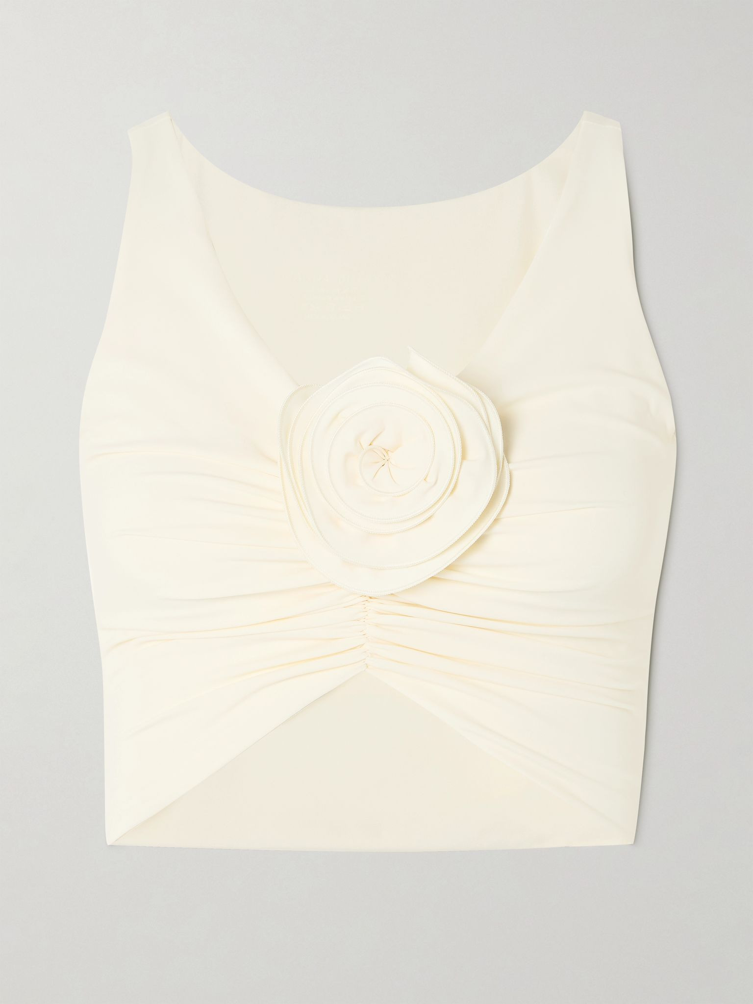 Appliquéd ruched bikini top Cream - 1