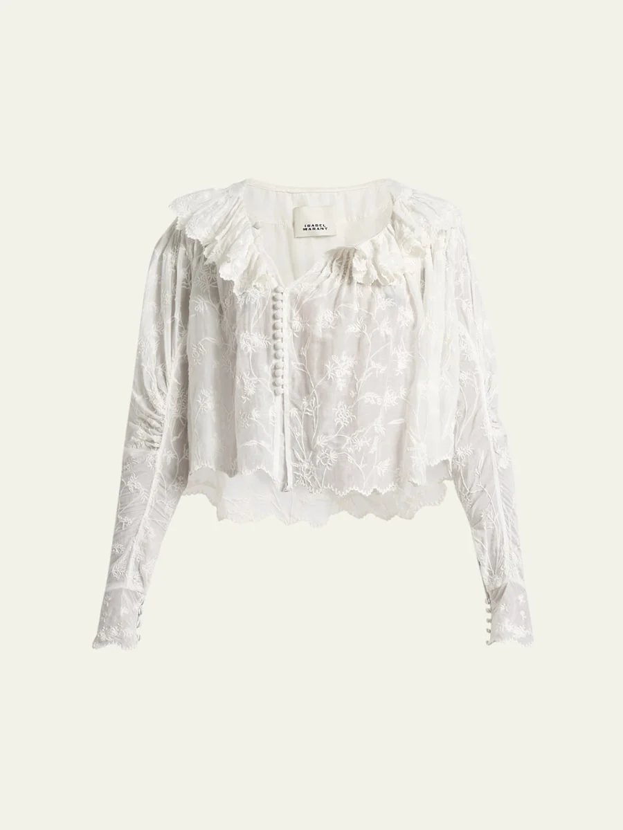 Zelly Embroidered Button-Front Blouse - 1