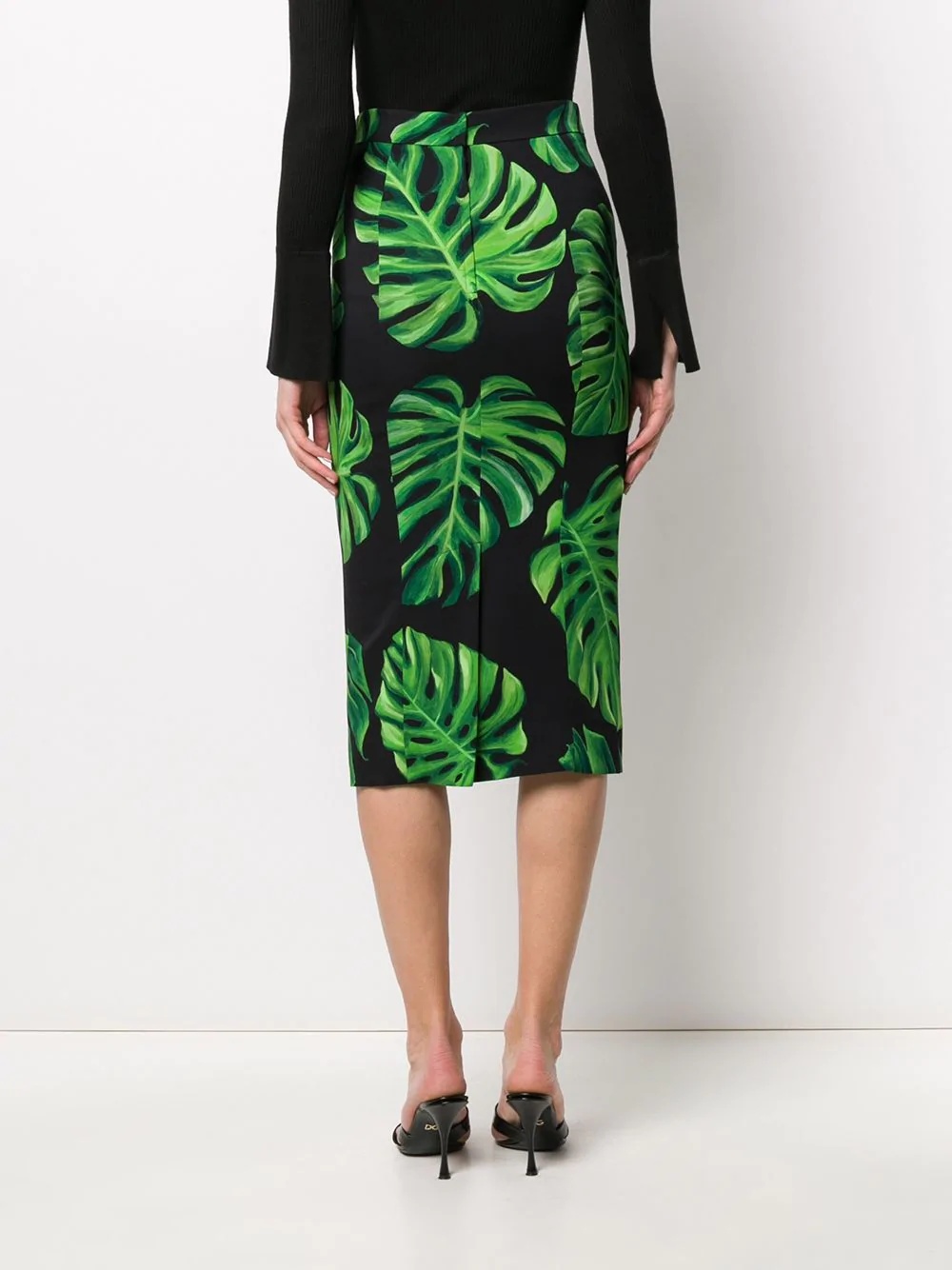 Philodendron print pencil skirt - 4