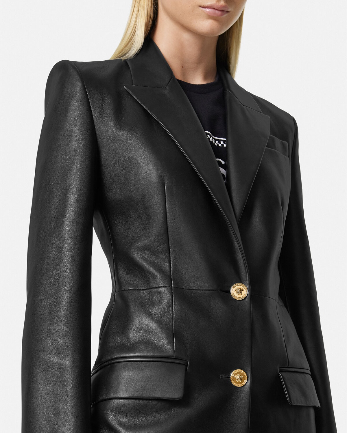 Single-Breasted Leather Coat - 3