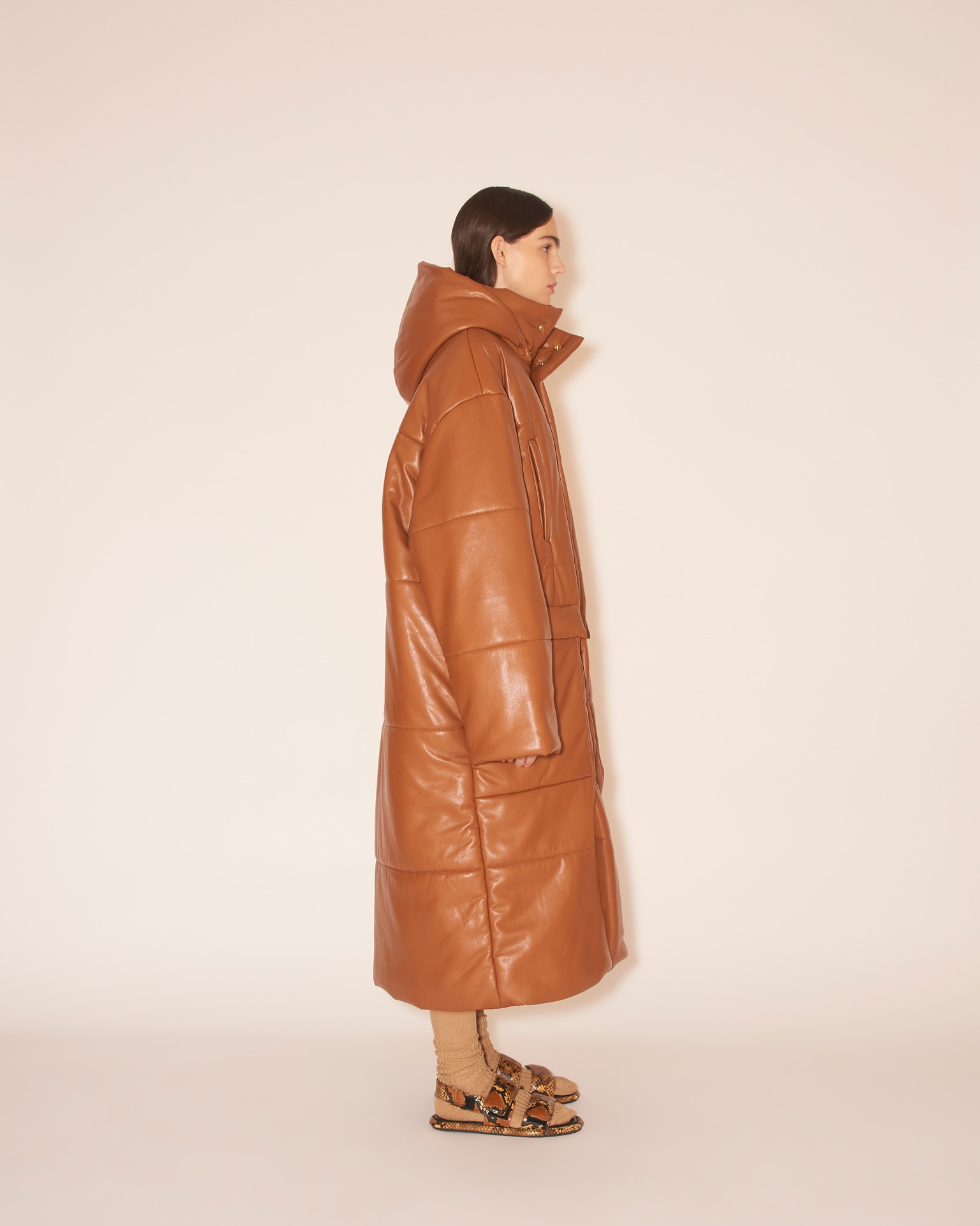 RADI - OKOBOR™ alt-leather padded coat - Tobacco - 6