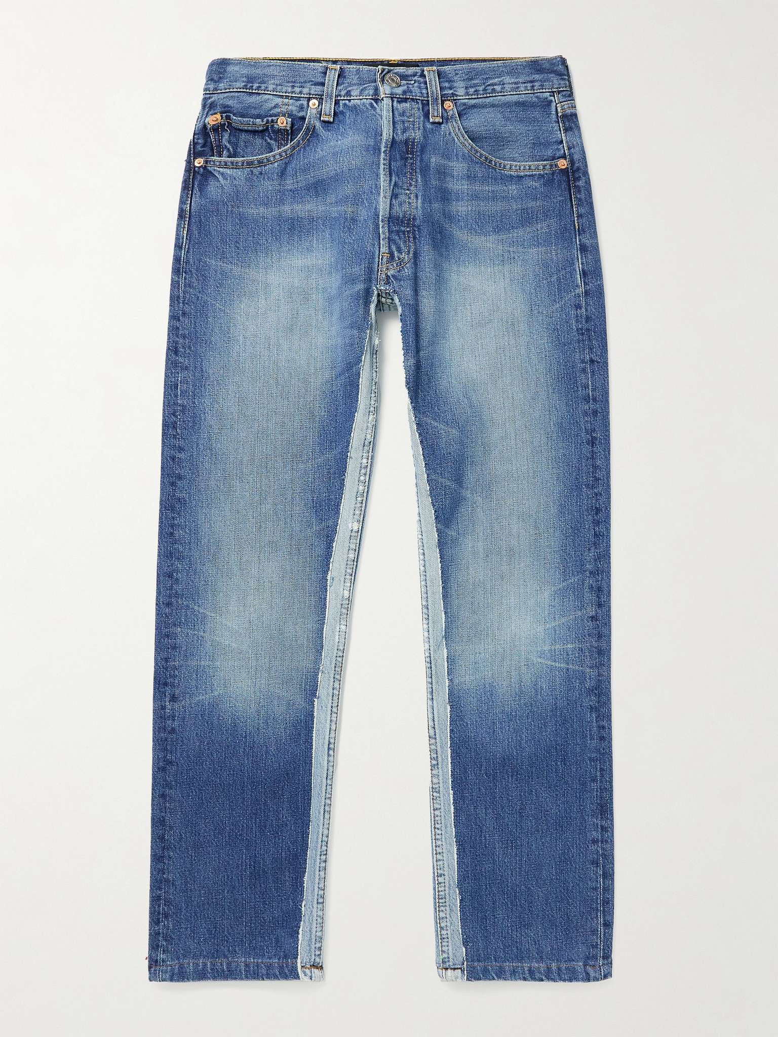 Slim-Fit Patchwork Two-Tone Recycled Jeans - 1