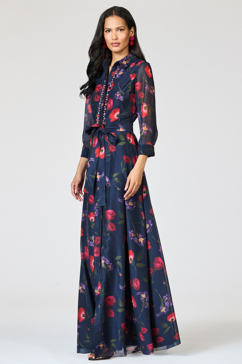 SACHIN & BABI EMBELLISHED SLOANE GOWN - MIDNIGHT JARDIN outlook