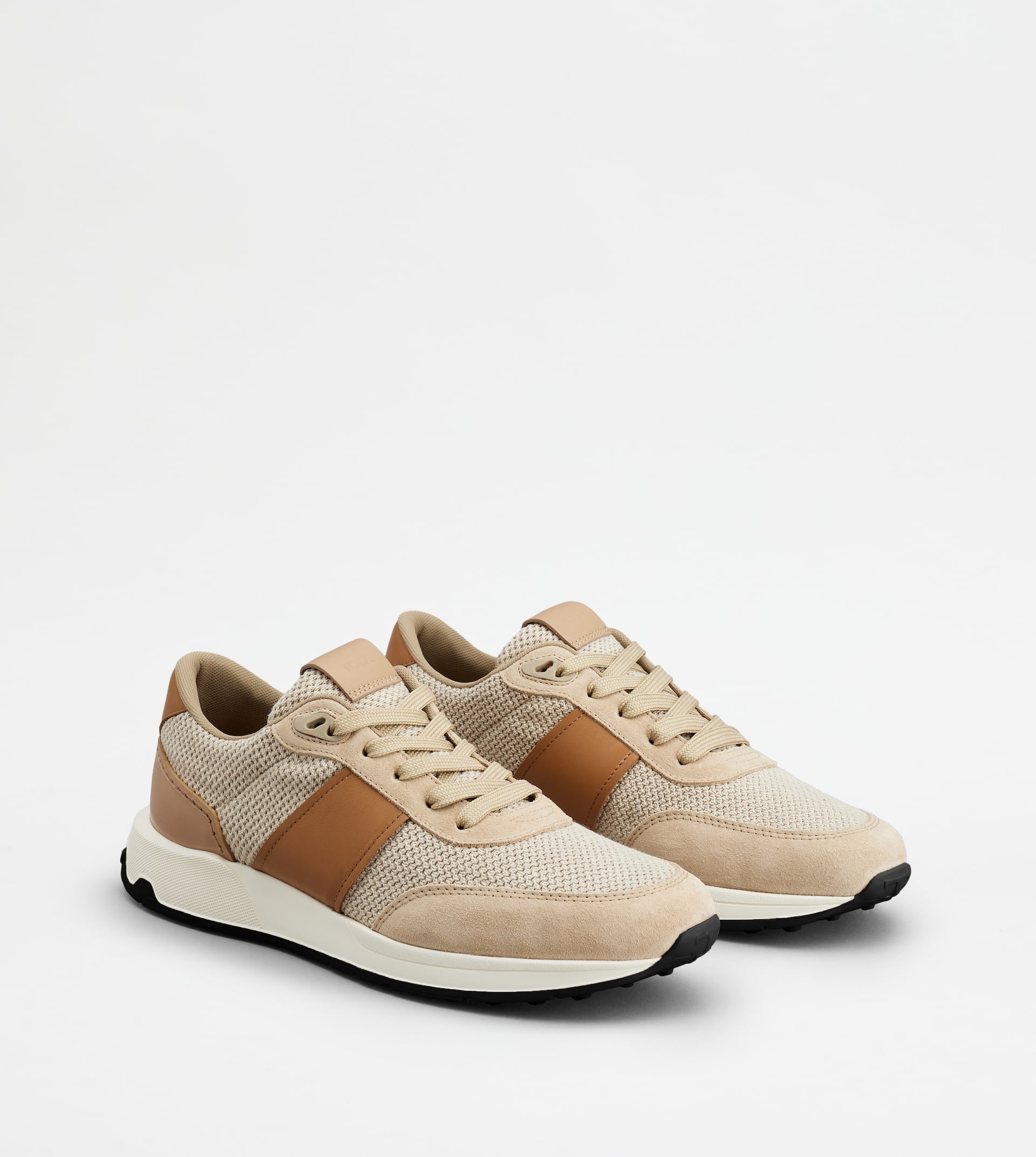 SNEAKERS IN LEATHER AND TECHNICAL FABRIC - BROWN - 3