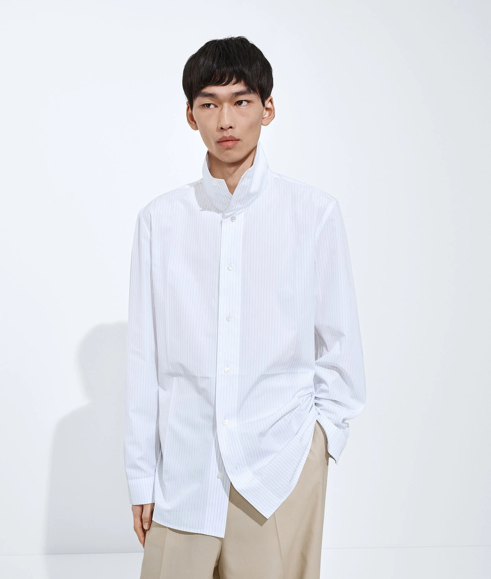 Cotton Poplin Pinstripes Shirt - 1