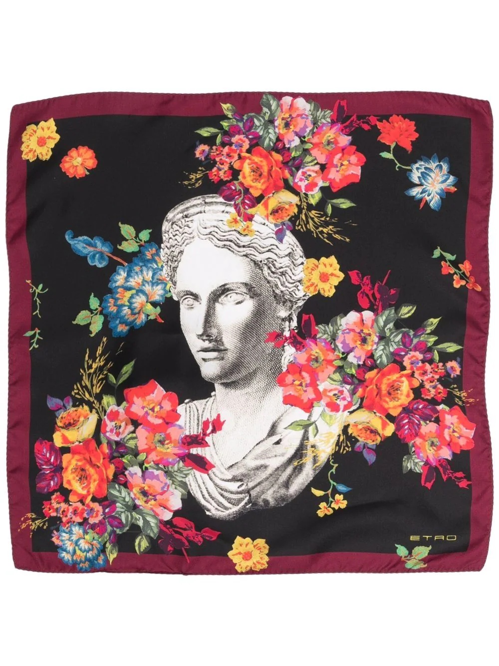 floral square silk scarf - 3