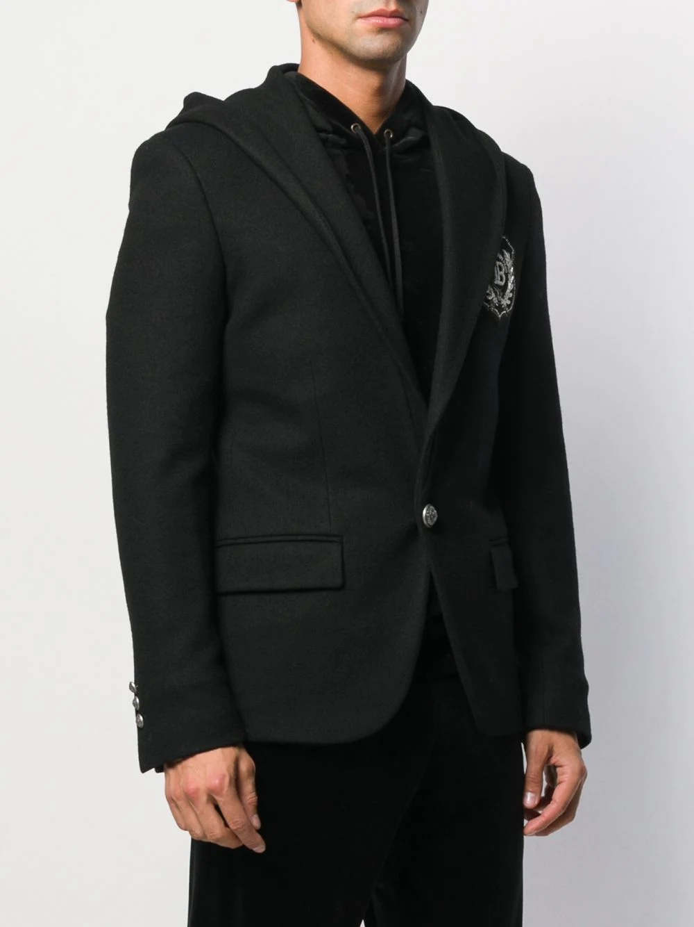 hooded logo patch blazer - 3