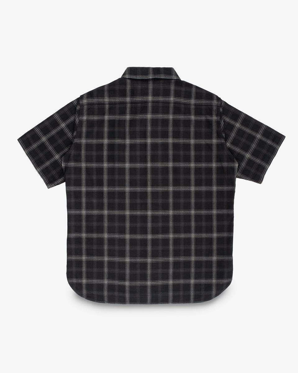 5OZ SELVEDGE SHORT SLEEVED MADRAS CHECK WORK SHIRT - BLACK - 5