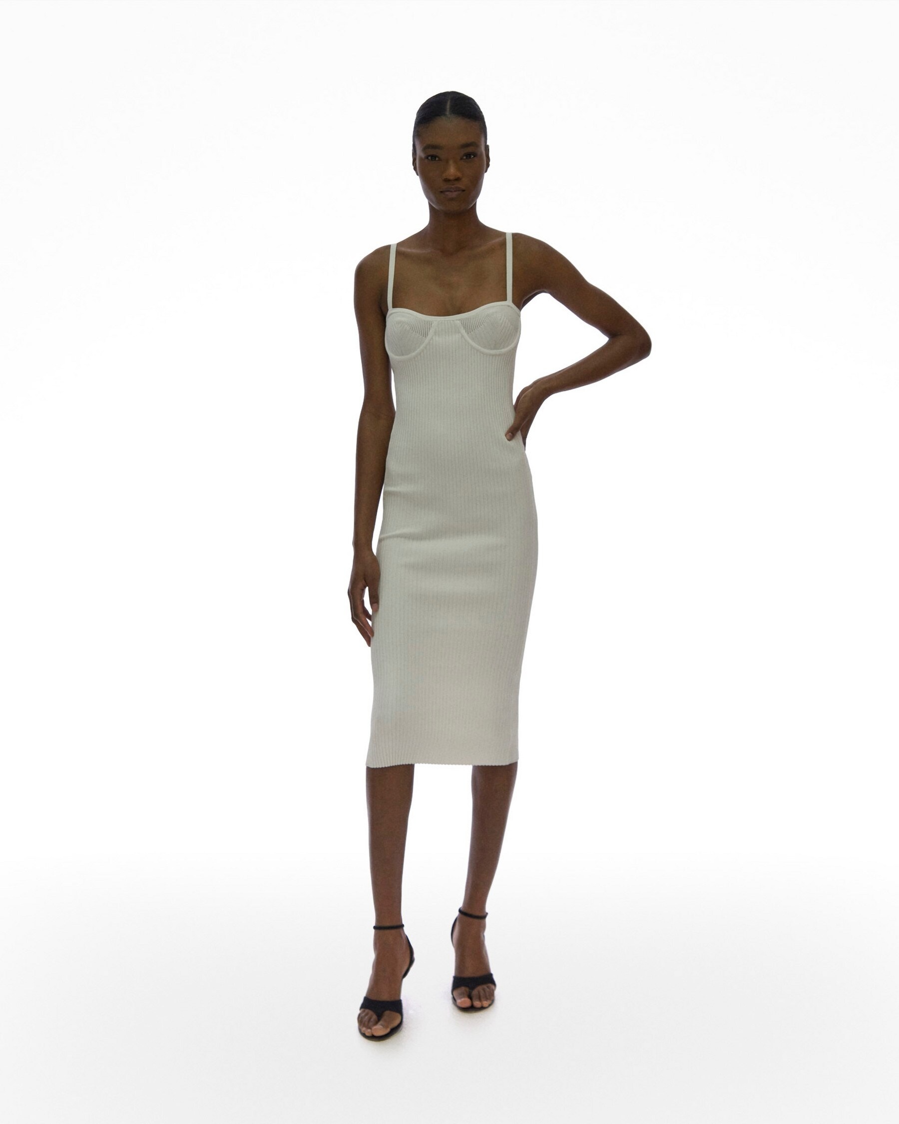 RIB EYELET BRA DRESS - 2