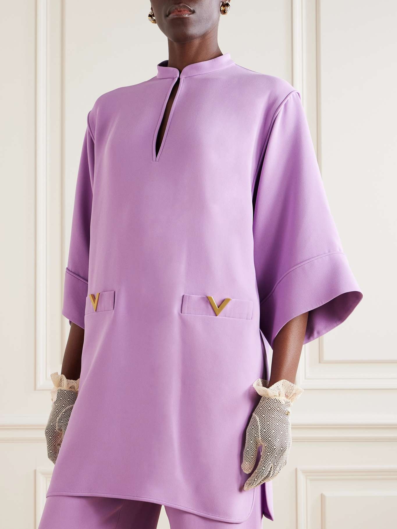 Embellished silk-cady mini dress Purple - 3