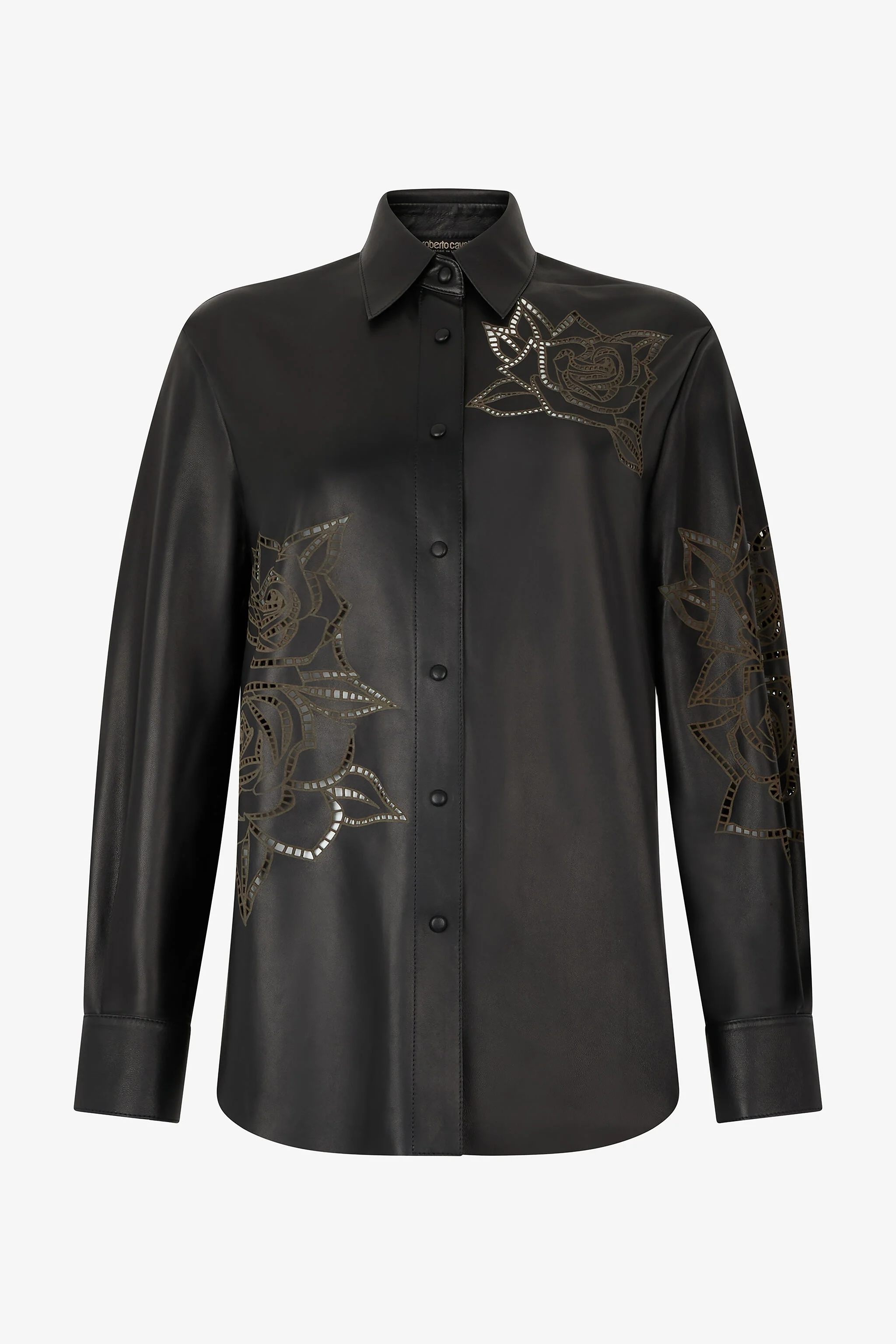 Leather Shirt With Perforated Roses - 1