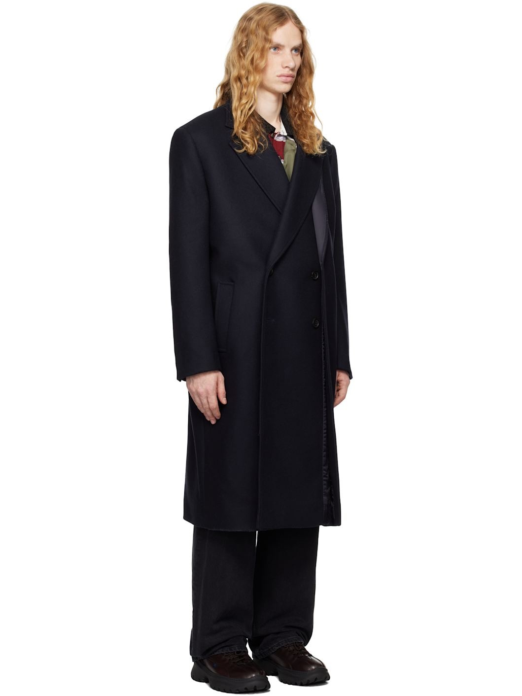 Navy Double Front Coat - 2