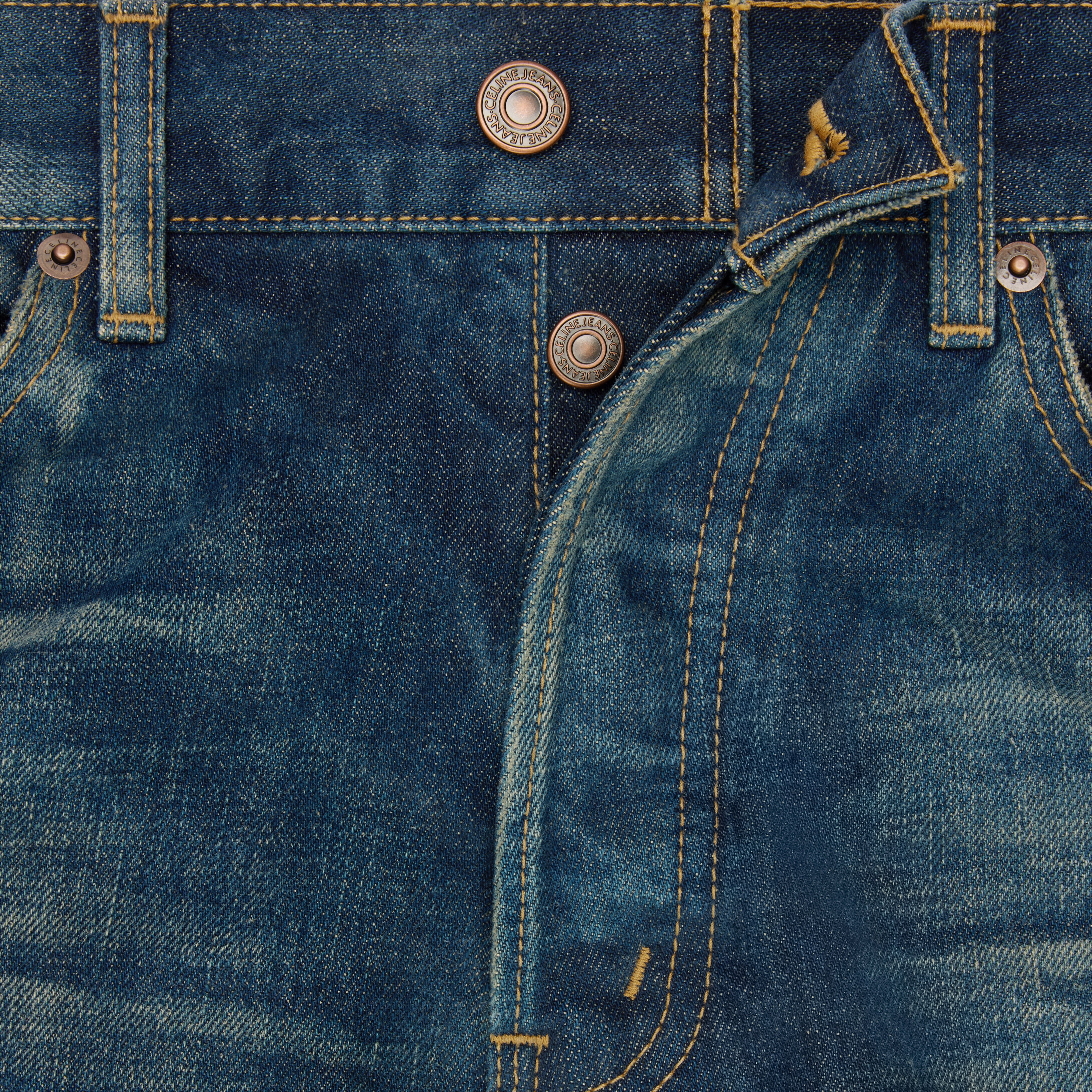 【日本入手困難】KURT JEANS IN DESTROYED BLUE MARBLE DENIM CELINE kurt jeans in destroyed blue marble denim | REVERSIBLE