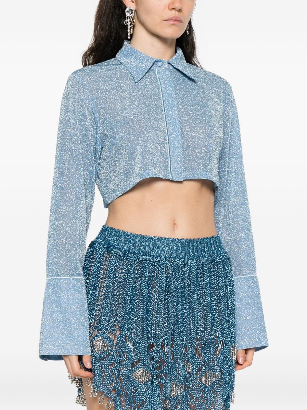 lurex cropped top - 3