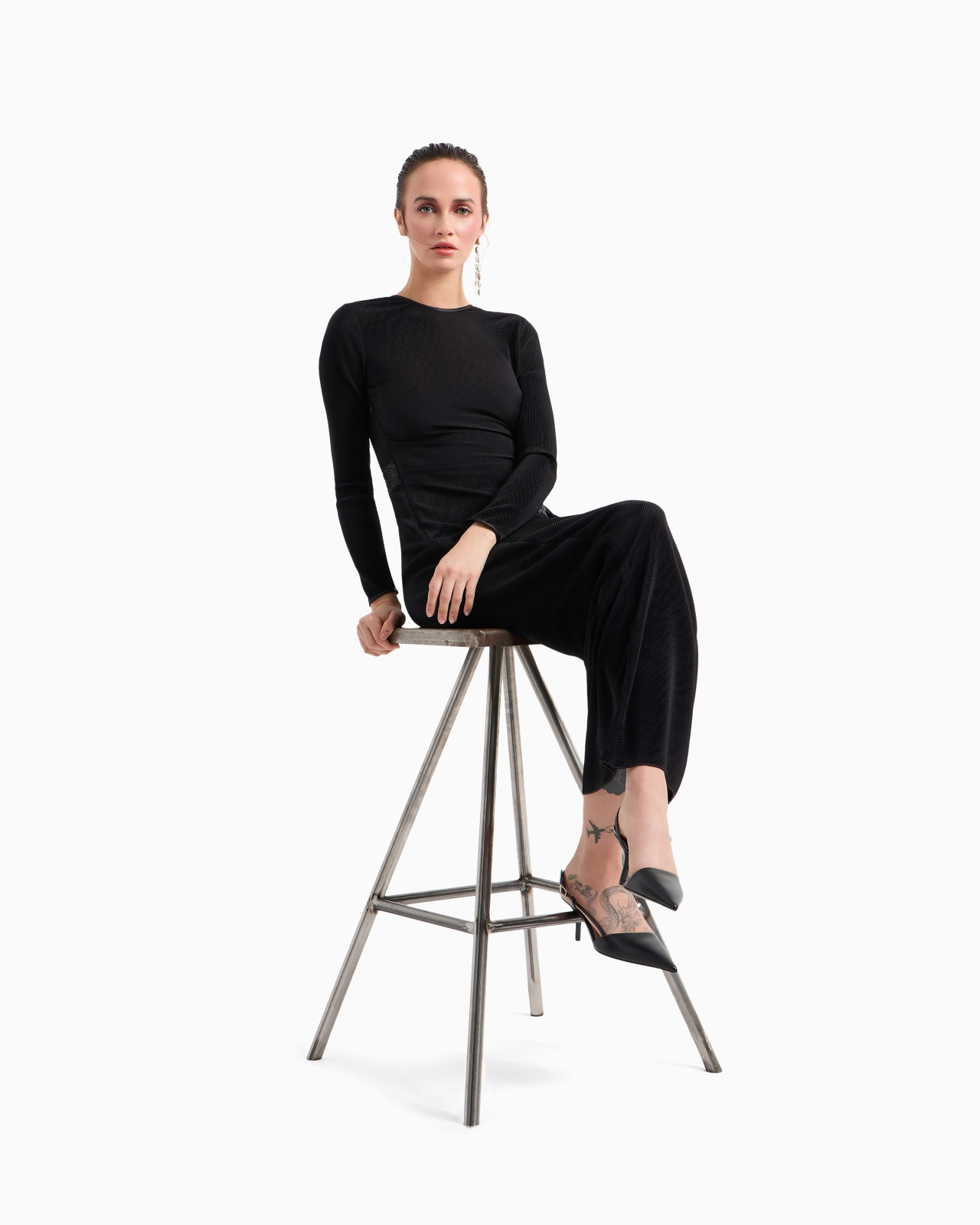 Long dress in pleated jersey - 2