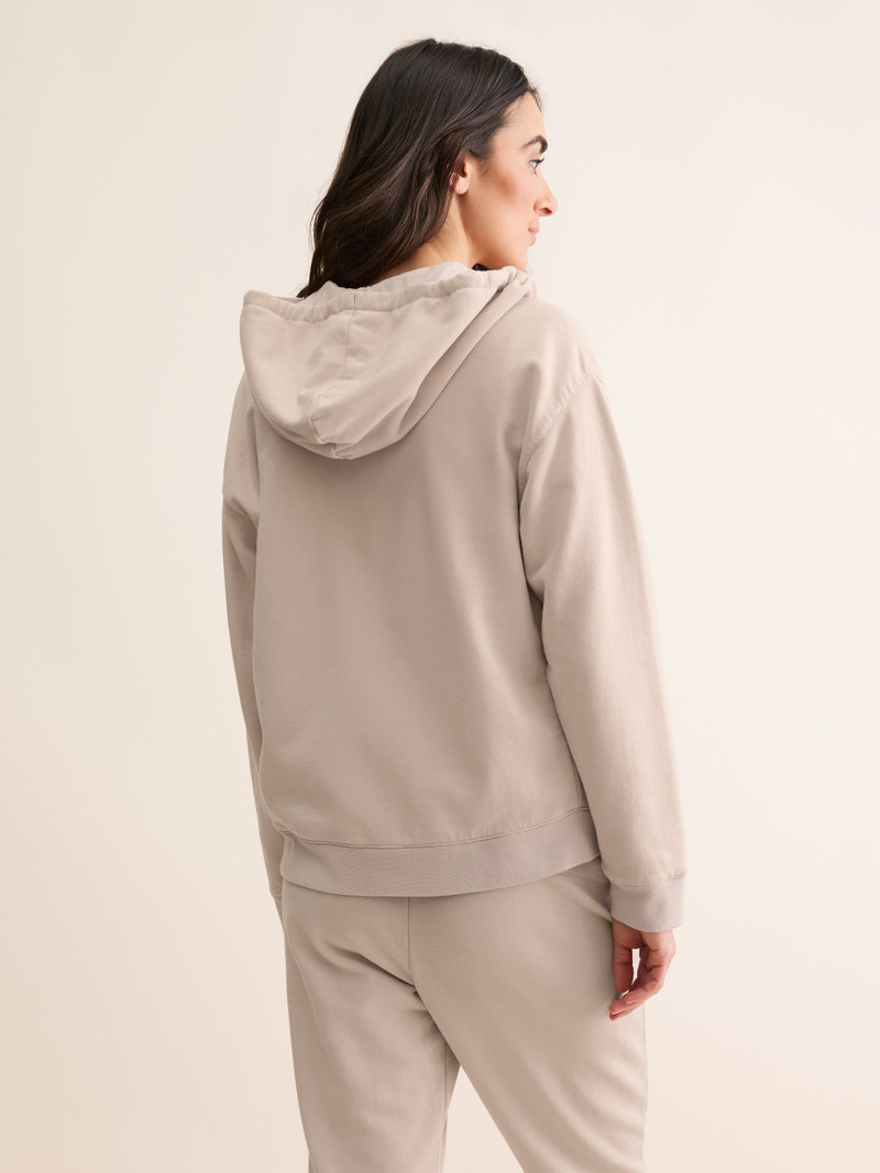 Women's Zip Up Hoodie Quinn Cotton Modal Beige Pink 3