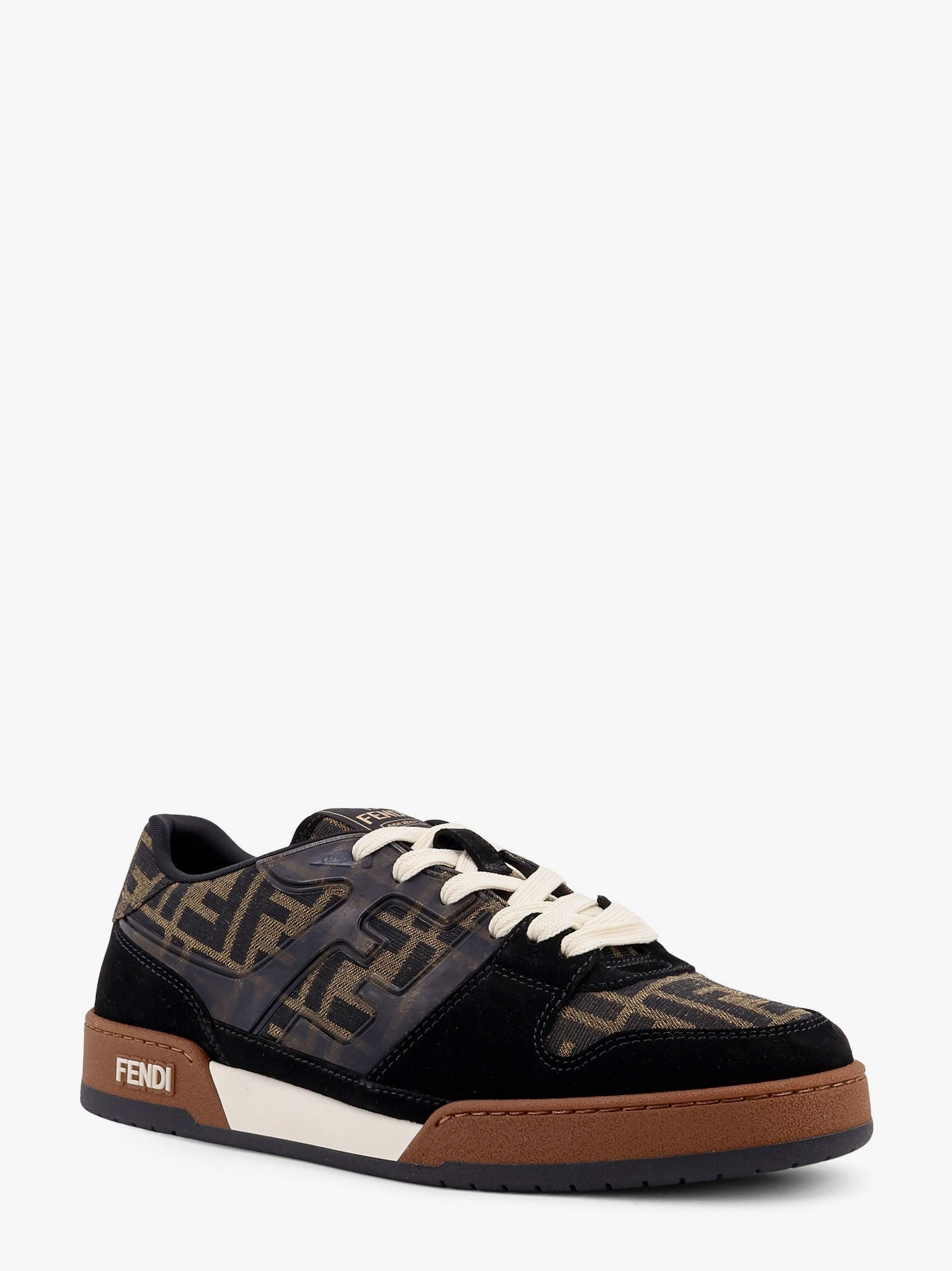 FENDI MATCH LOW-TOP FF JACQUARD FABRIC AND SUEDE SNEAKERS - 2