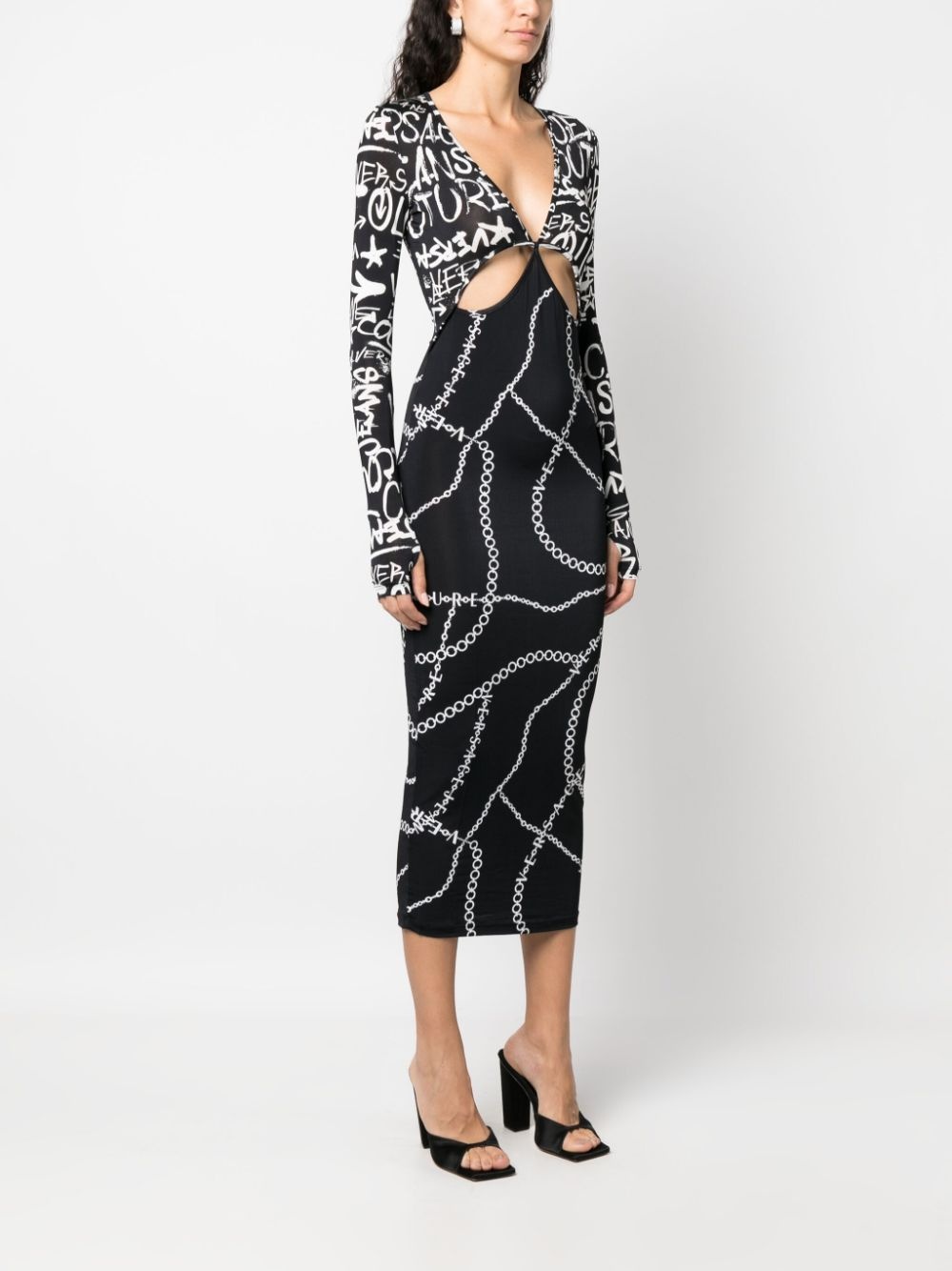 logo-print cut-out midi dress - 3