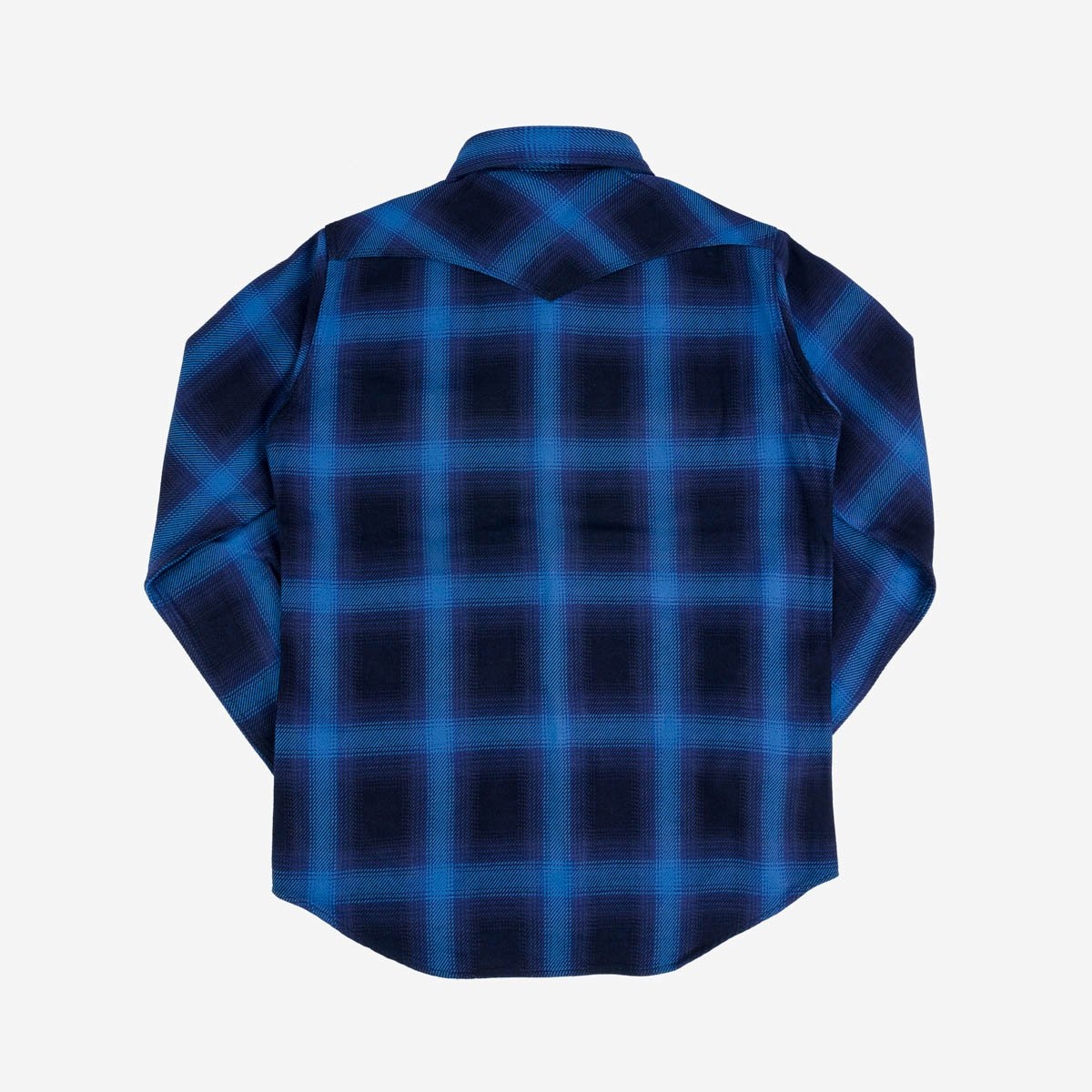 IHSH-348-IND 9oz Selvedge Ombré Check Western Shirt - Indigo - 5