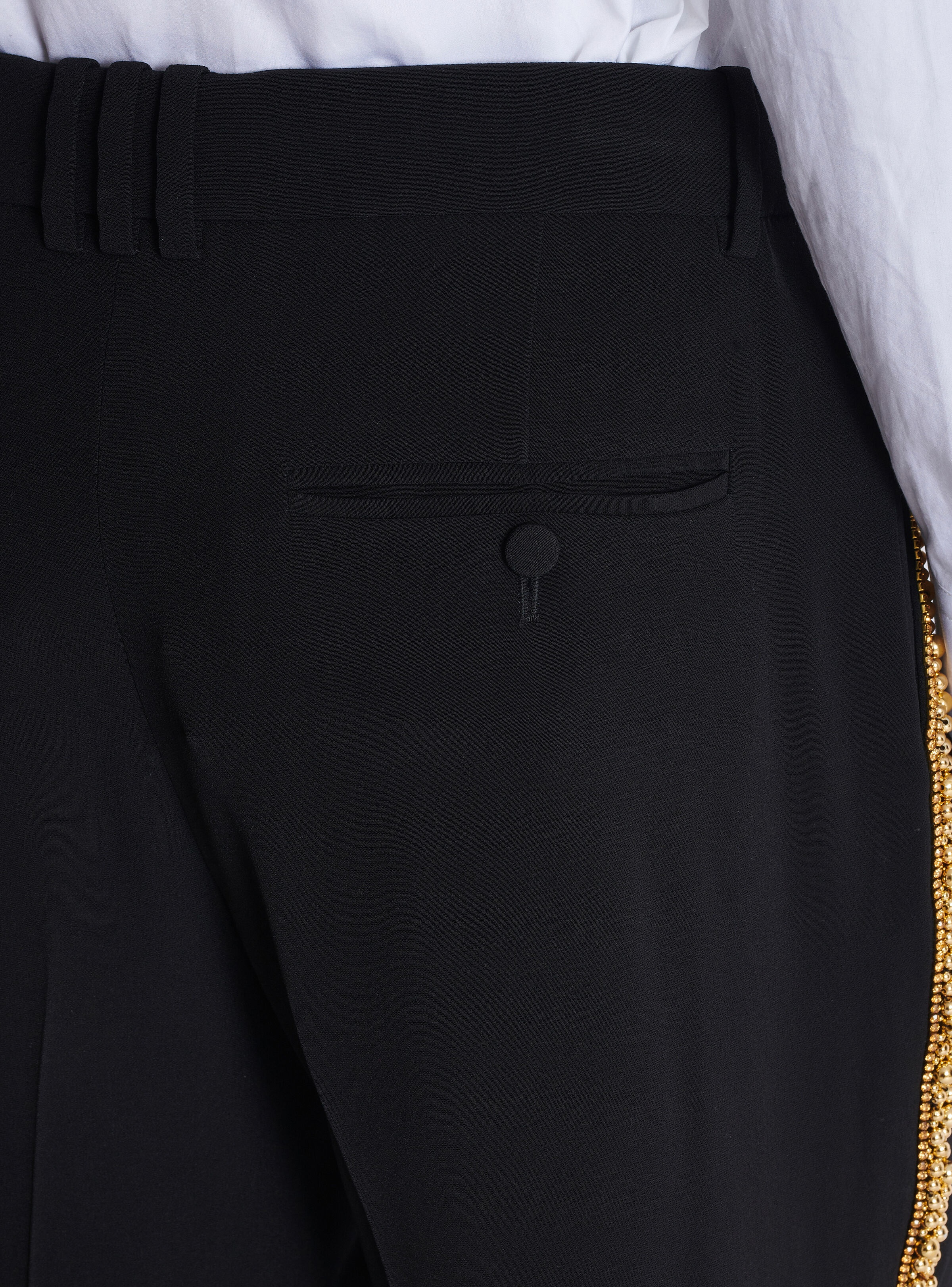 Embroidered crepe straight-leg tailored trousers - 8