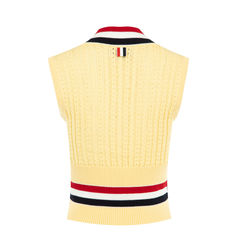 Thom Browne CRICKET RWB STRIPE SHRUNKEN VEST outlook