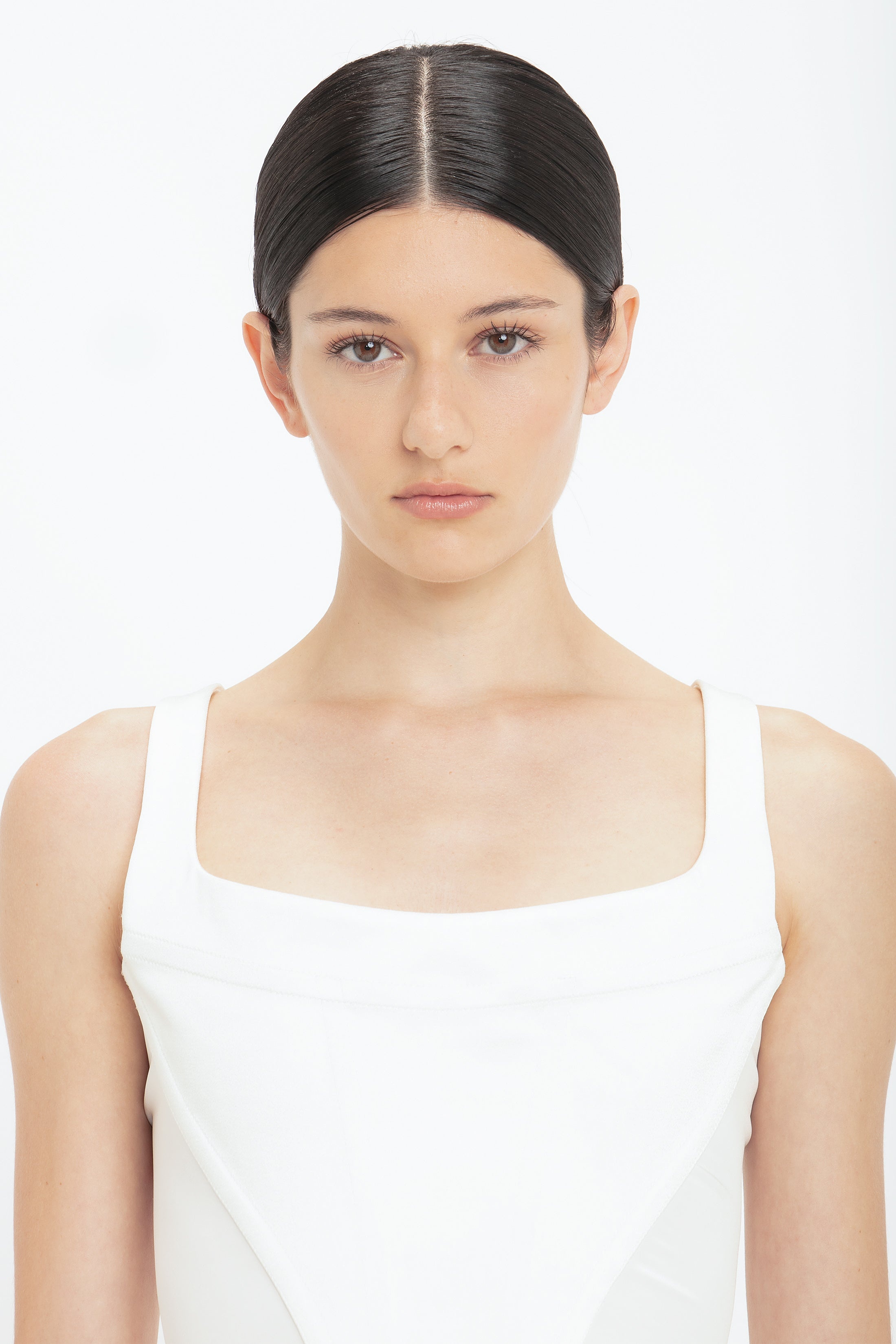 Side Panel Corset Top In Ivory - 5
