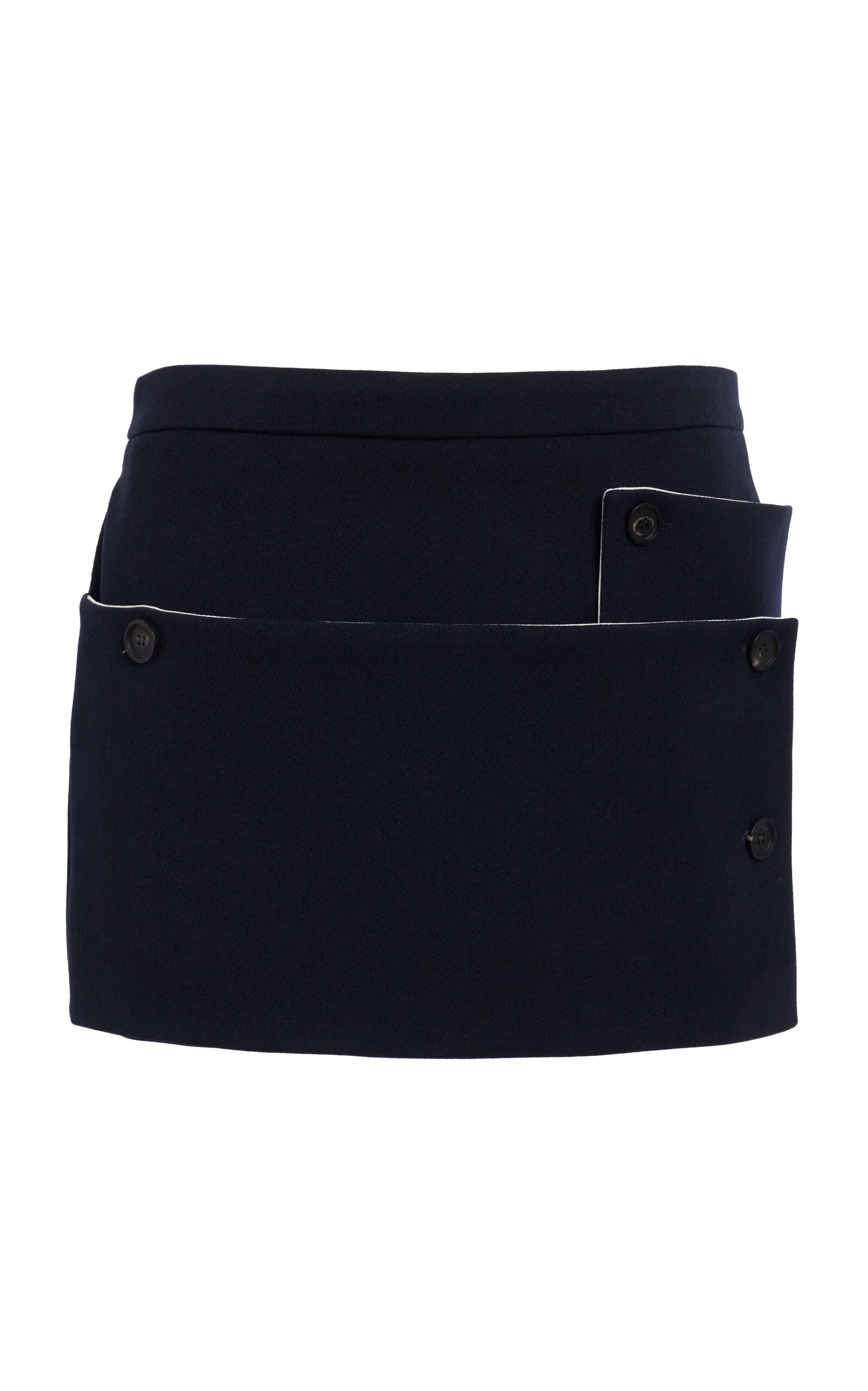 Wool Asymmetric Mini Skirt navy - 1