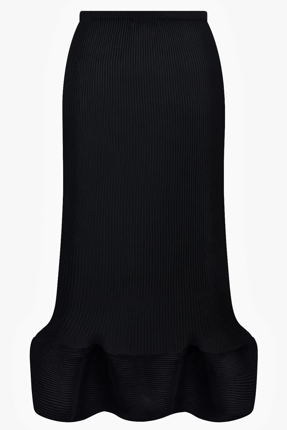 WAVY RIPPLE MIDI SKIRT | BLACK - 1