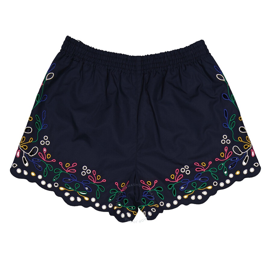 Chloe Ladies Multicolor Blue Embroidered Mini Shorts - 2