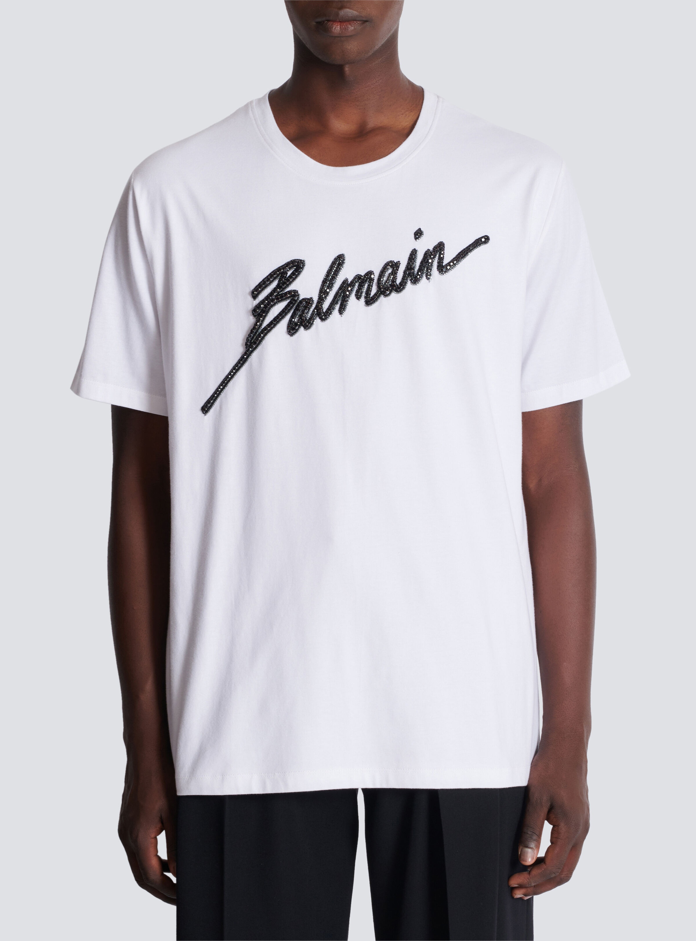 Embroidered Balmain Letter T-shirt - 5