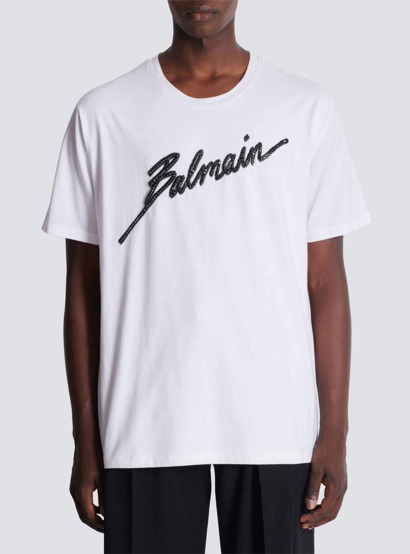 Embroidered Balmain Letter T-shirt 5
