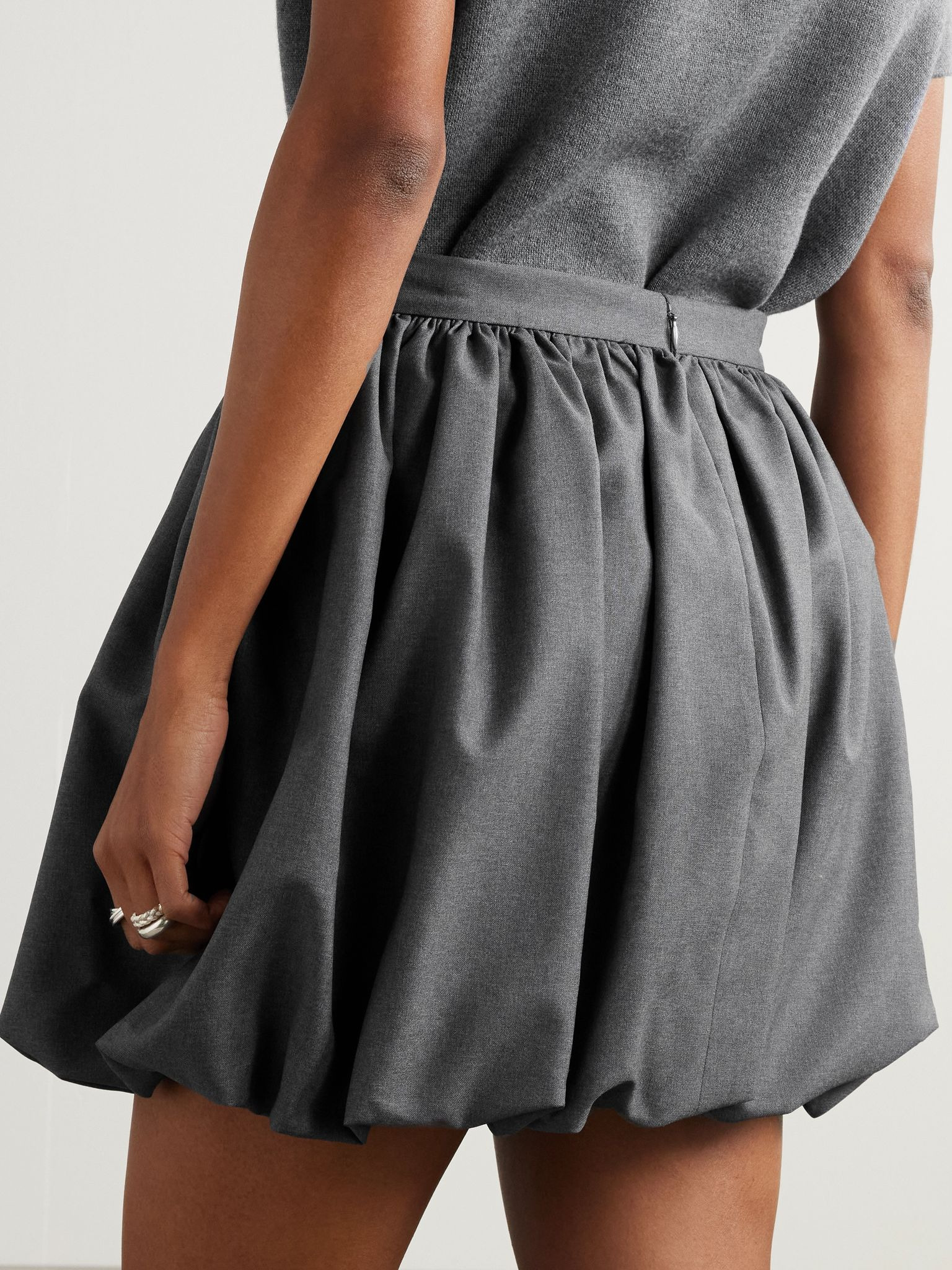 Pleated wool mini skirt Gray - 3