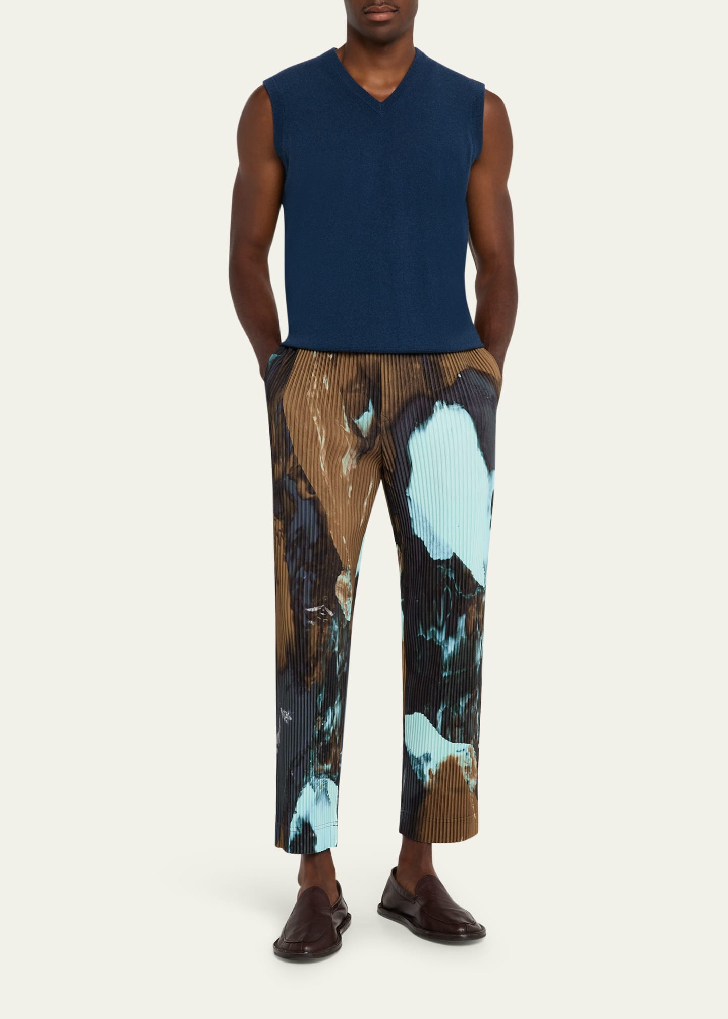 Men's Multi-Agate Pleated Pull-On Pants - 2