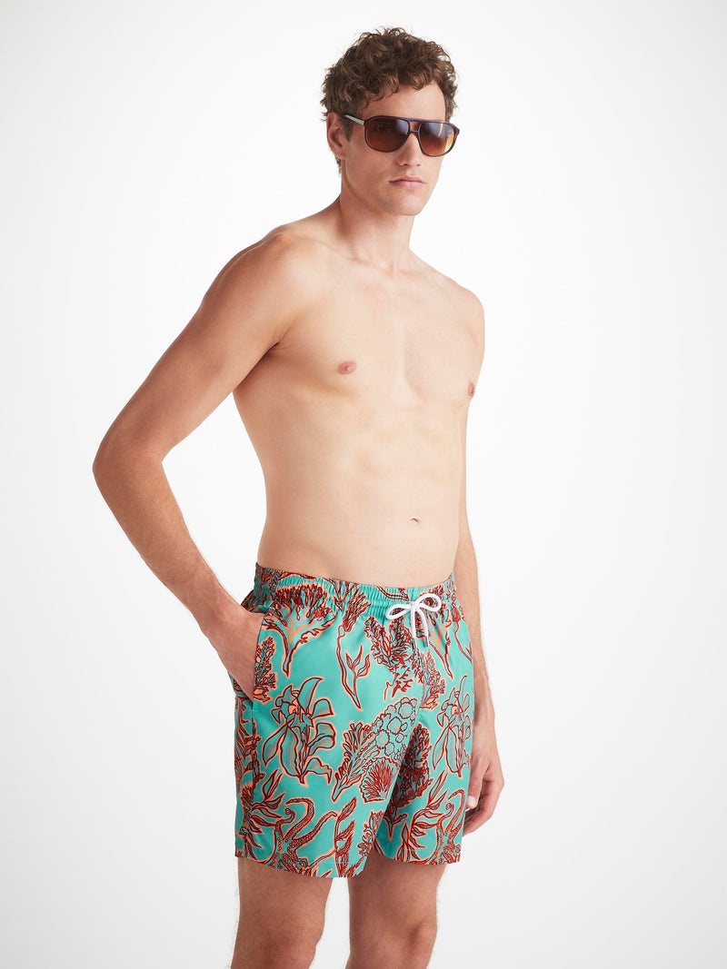 Men's Swim Shorts Turquoise Octopus Print - 5