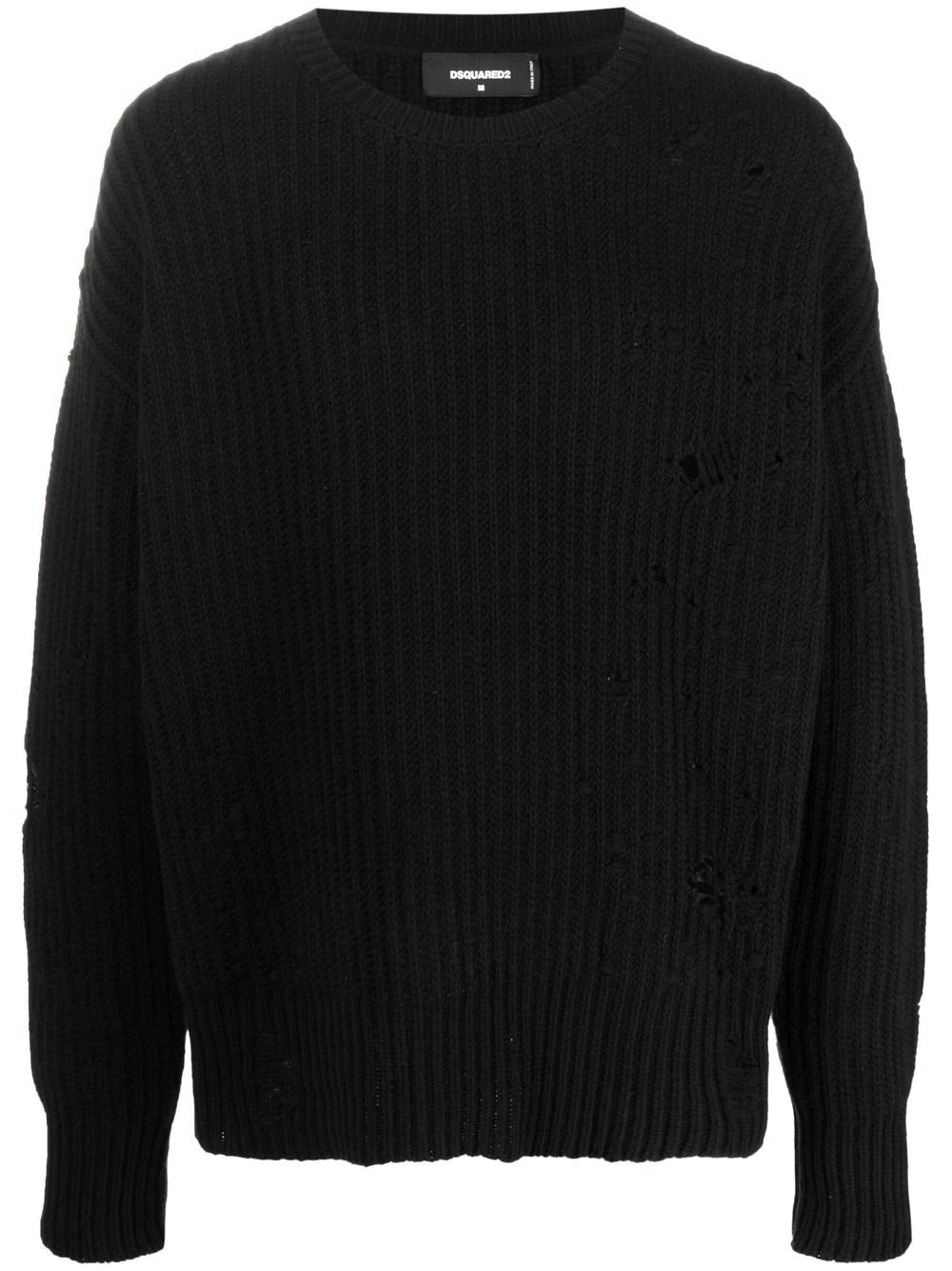 ribbed distressed-effect jumper - 1