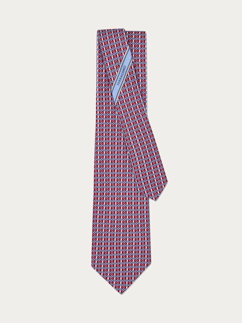 Gancini chain print silk tie 3