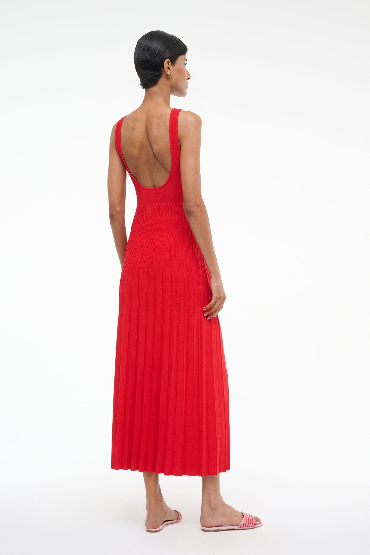 STAUD ELLISON DRESS RED ROSE - 4