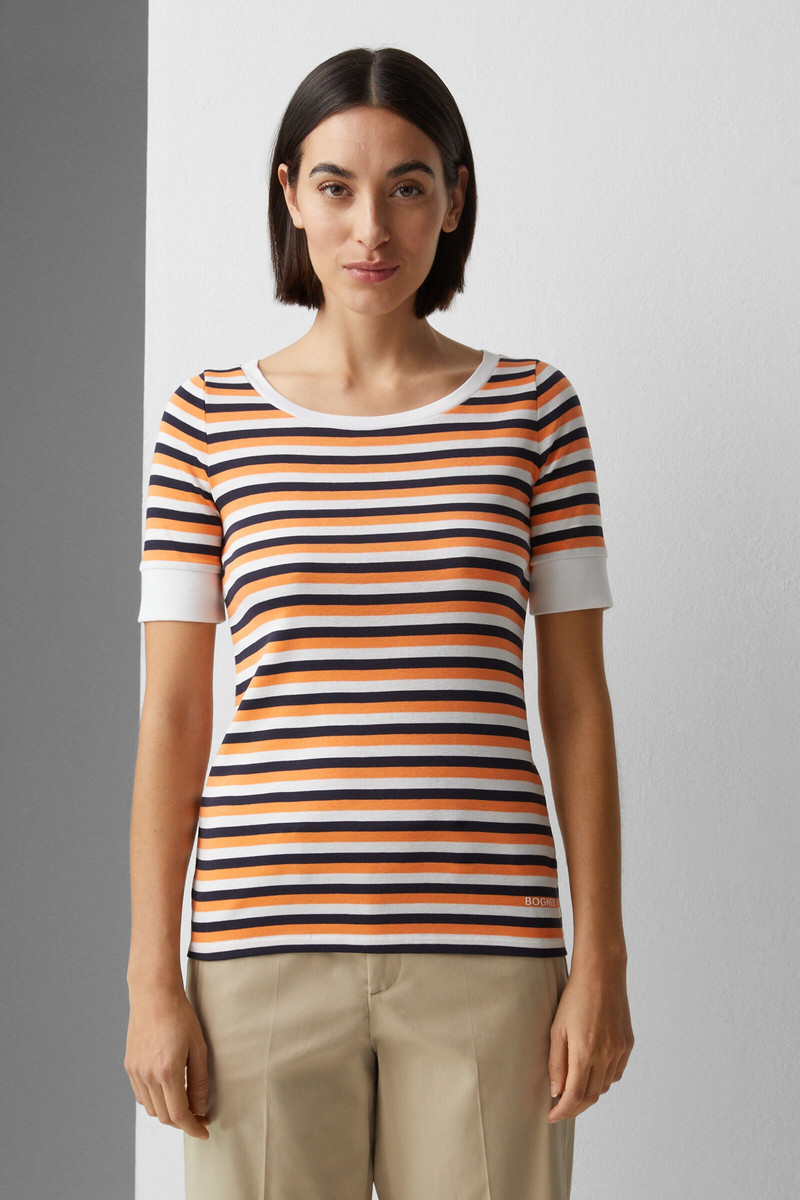 Jackie T-shirt in Orange/Navy blue 2