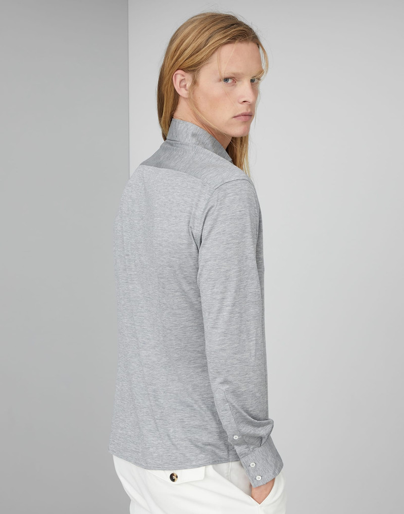 Brunello Cucinelli Silk and cotton jersey shirt with spread collar outlook