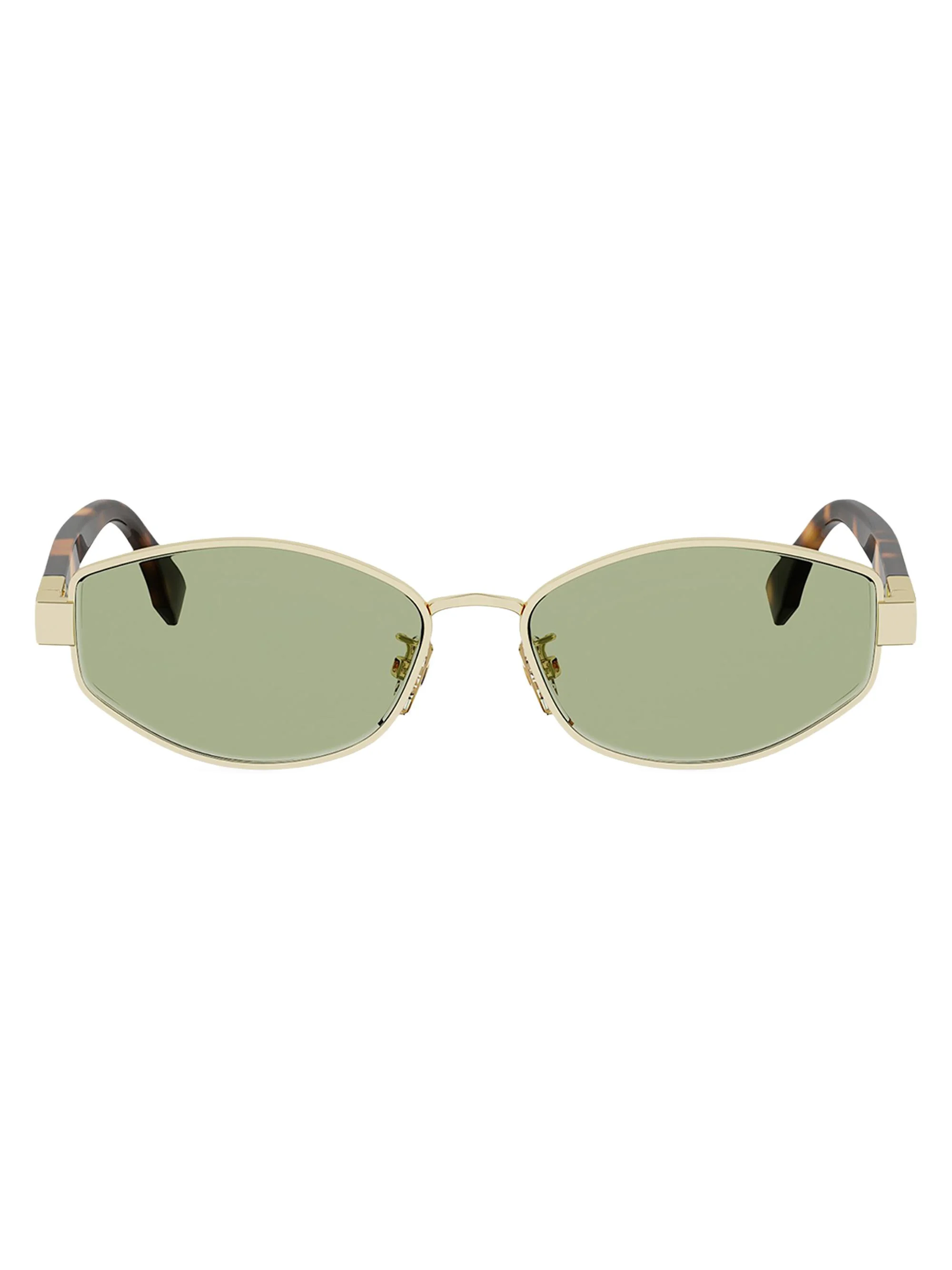 Women's 56MM Baguette Logo Geometric Sunglasses - Shiny Gold Green - 1