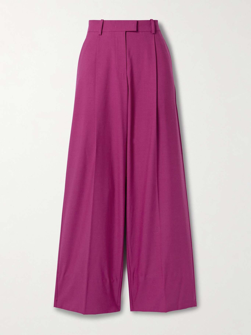Wool-blend wide-leg pants Magenta - 1