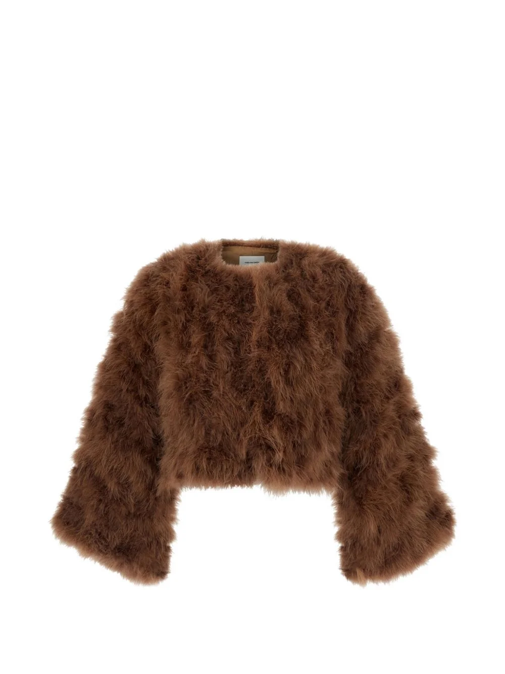feather-embellished cropped jacket - 1