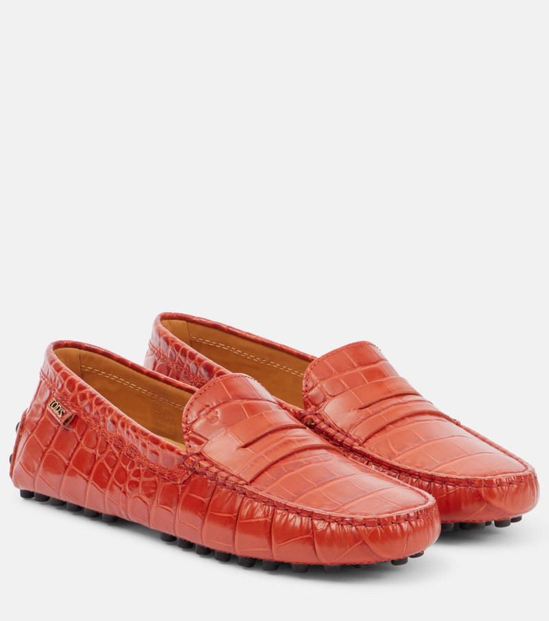 Gommino croc-effect leather loafers 1