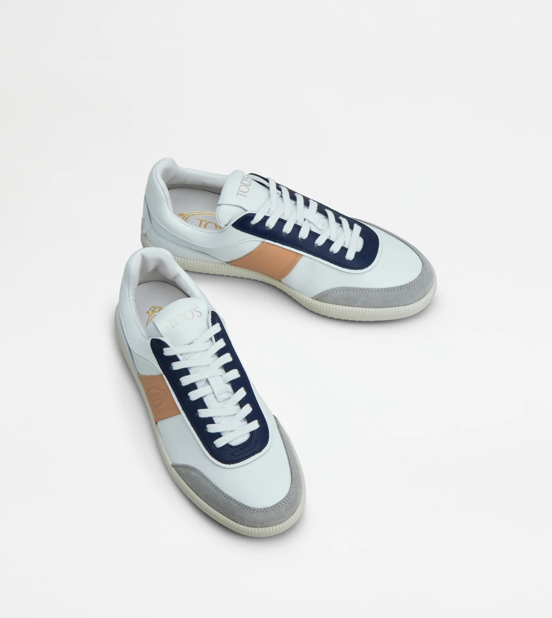 TOD'S TABS SNEAKERS IN LEATHER - WHITE, BEIGE, BLUE - 4